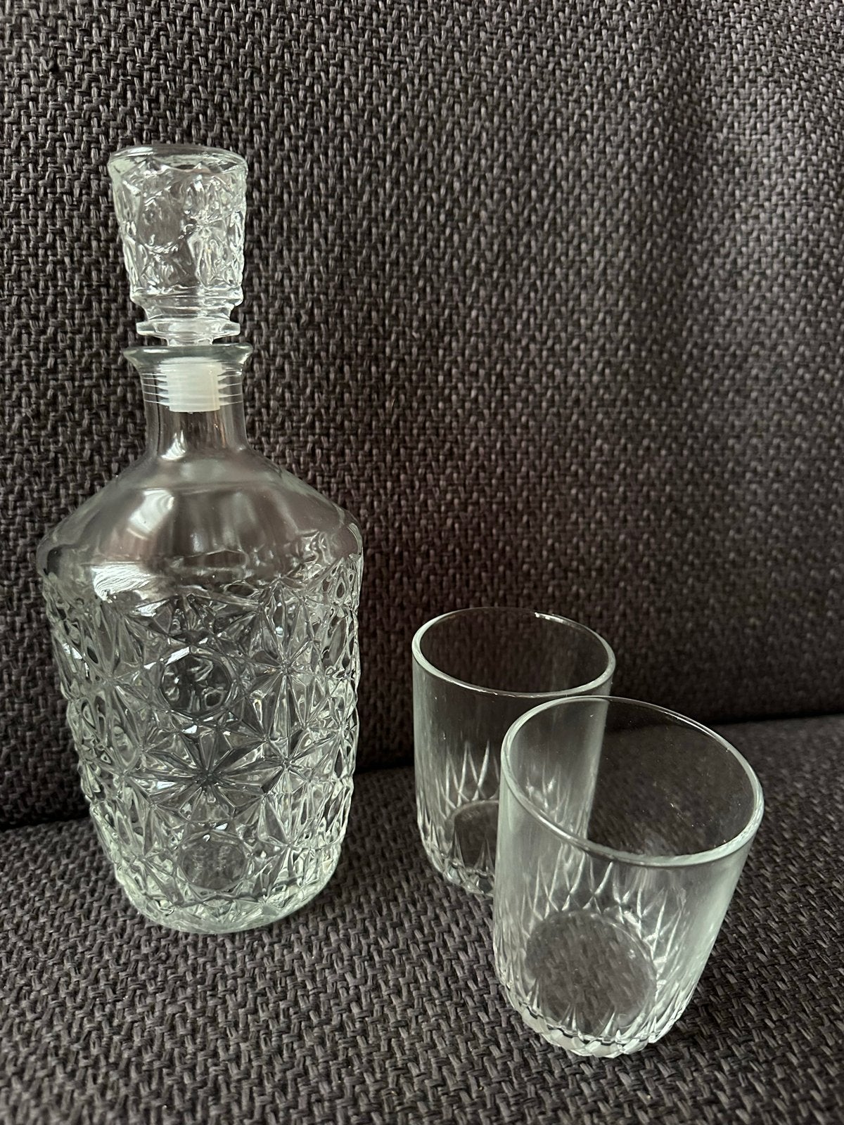 Diamante karaf met 6 glazen - Fine Italian Design, Ophalen of Verzenden, Zo goed als nieuw, Overige merken, Glas