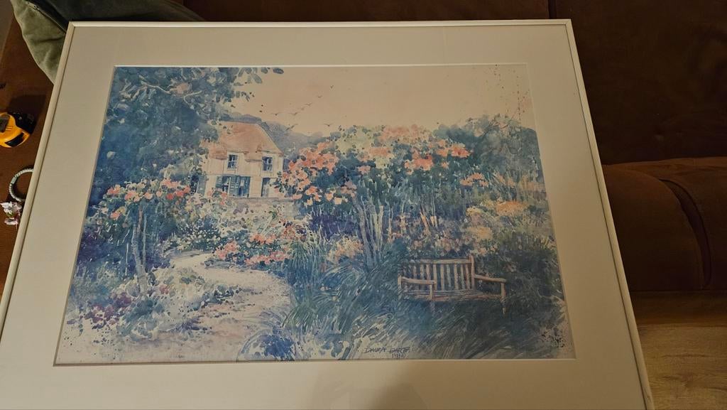 Romantisch huis met tuin, gesigneerd Dauna Darton, Ophalen