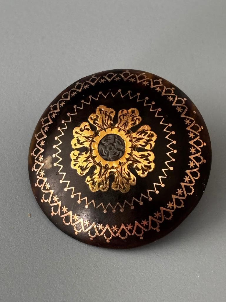 Antieke Victoriaanse Piqué Broche rond 1870, Antiek en Kunst, Ophalen of Verzenden