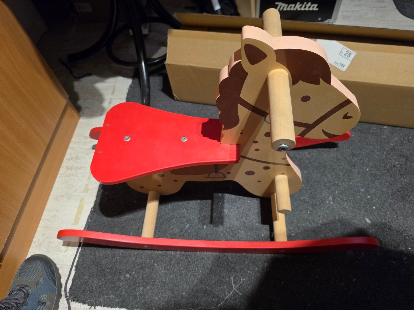 Houten hobbelpaard met beugel voor veilige ritjes, Ophalen, Gebruikt, Rij- of Hobbelspeelgoed