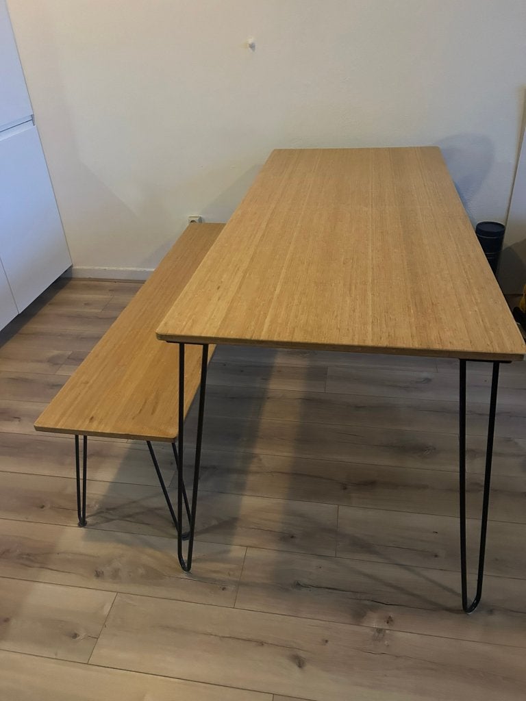 Eettafel met bijpassende bank, Ophalen, Gebruikt, 50 tot 100 cm, Vijf personen of meer