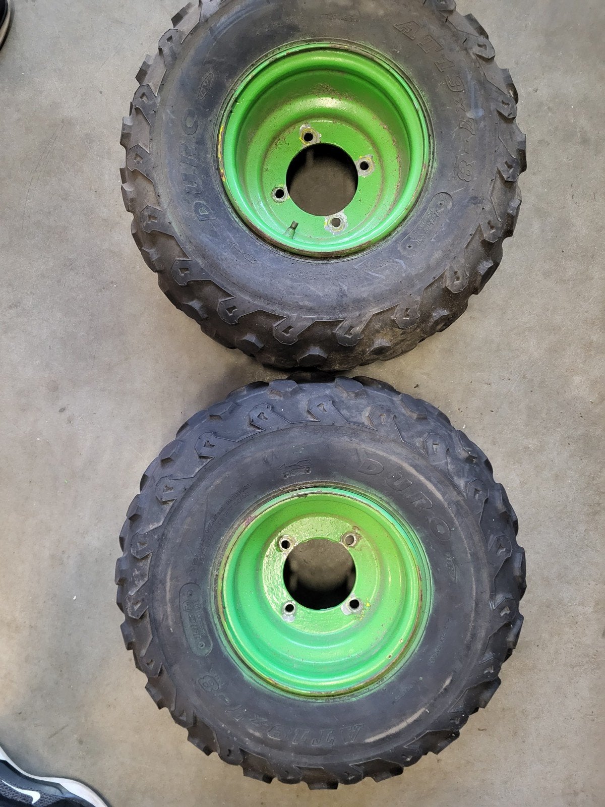 Duro ATV banden met groene velgen 19 inch 4x110, Sport en Fitness, Karting, Ophalen, Gebruikt, Onderdelen Kart
