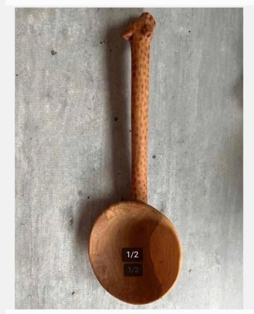 Houten Pollepel Giraf - Handgesneden 30 cm, Ophalen of Verzenden