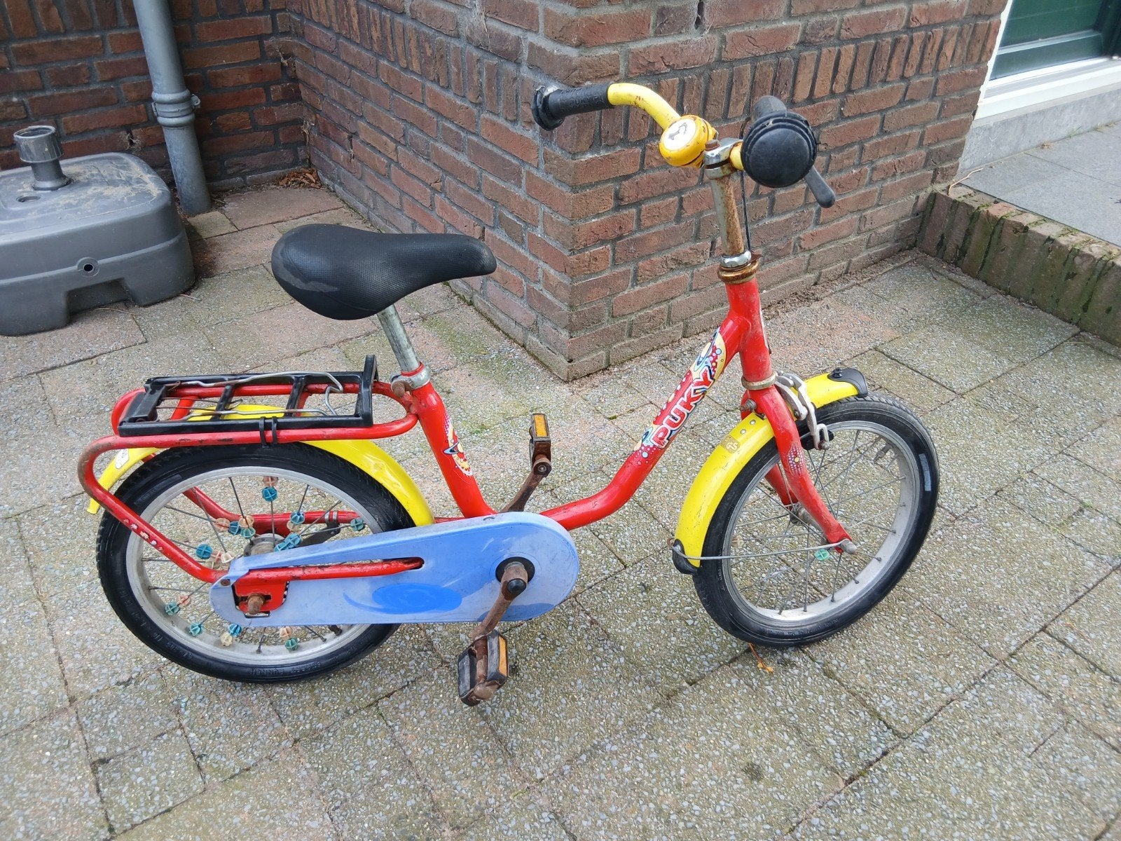 Puky kinderfiets rood/geel - 16 inch, Ophalen, Terugtraprem, Puky, 16 tot 20 inch