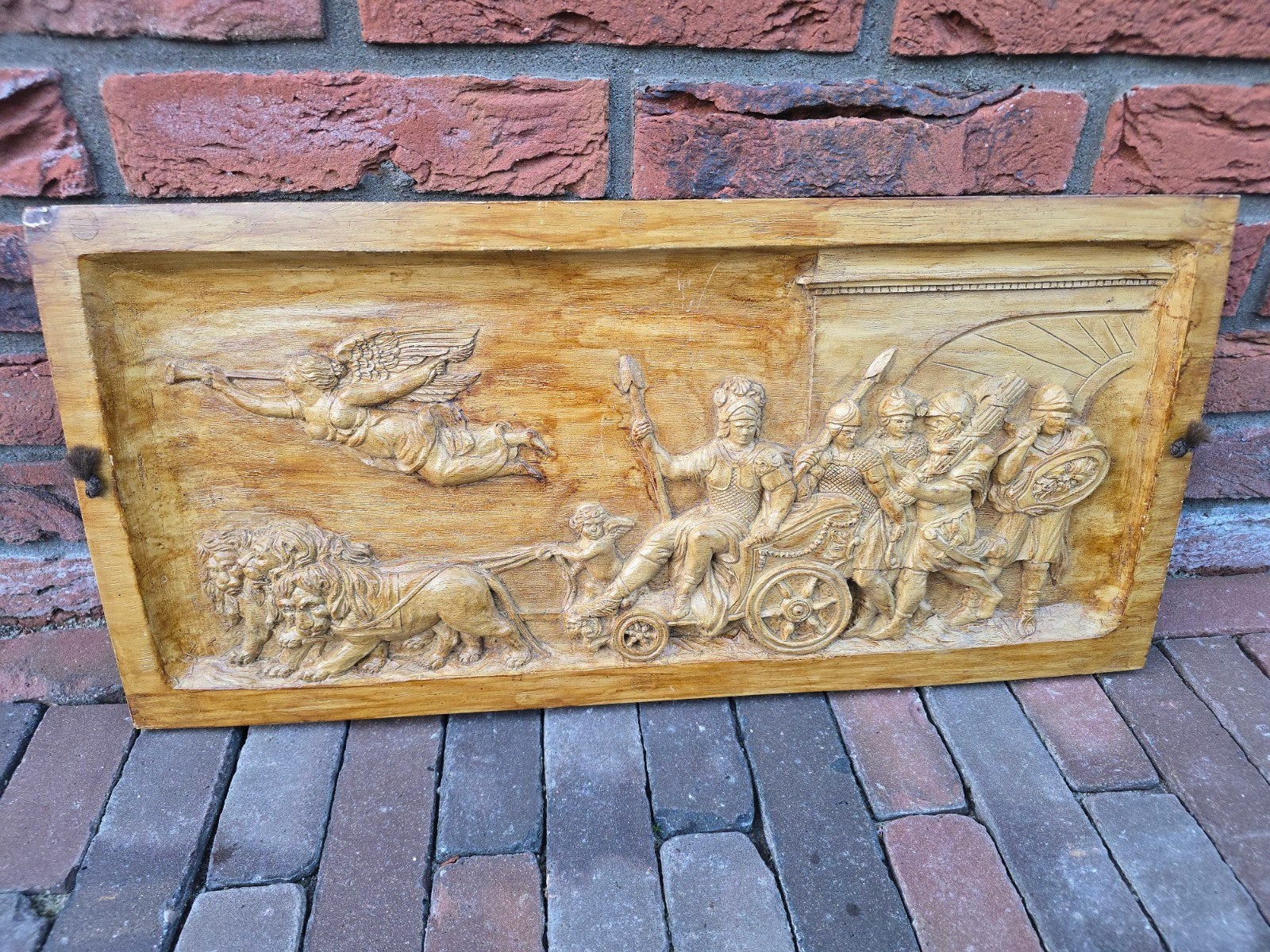 Prachtig antiek 19de eeuws houtsnijwerken (wand) plaat €49, Ophalen of Verzenden