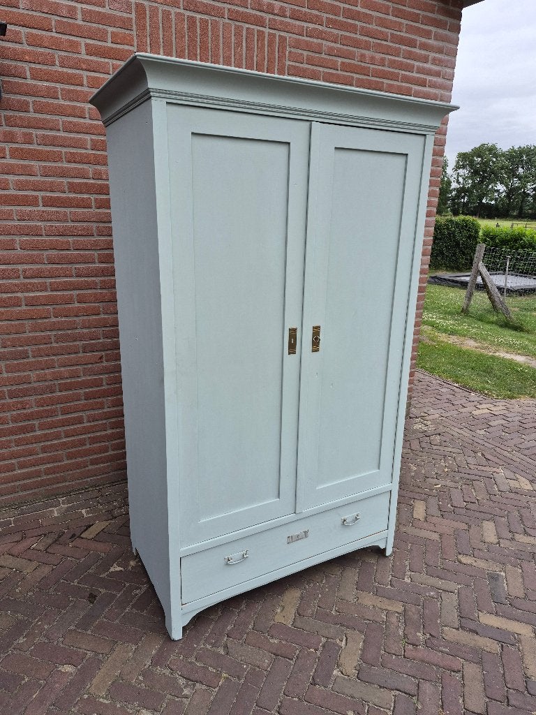 Brocante Kast in de Krijtverf met Lade en Planken, Ophalen of Verzenden, Zo goed als nieuw