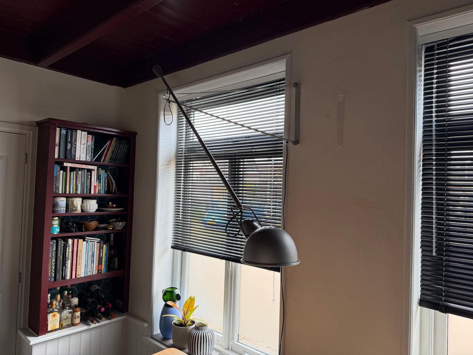 Vintage Flos 265 lamp 1973, zeldzame zilver/aluminium kleur, Gebruikt, Grijs, Leeslamp, Metaal