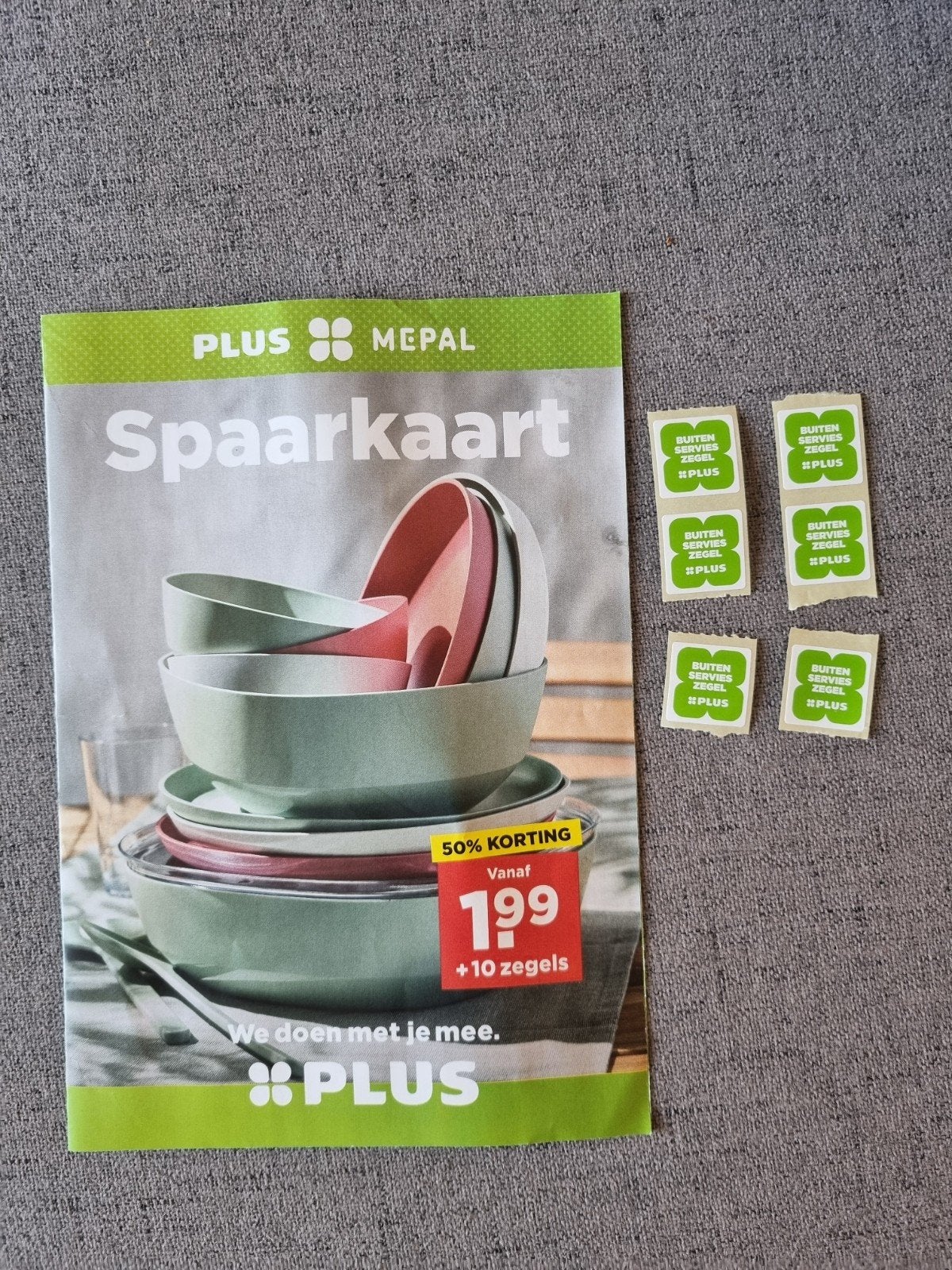 6 Plus Mepal zegels, Verzamelen, Supermarktacties, Plus, Ophalen of Verzenden
