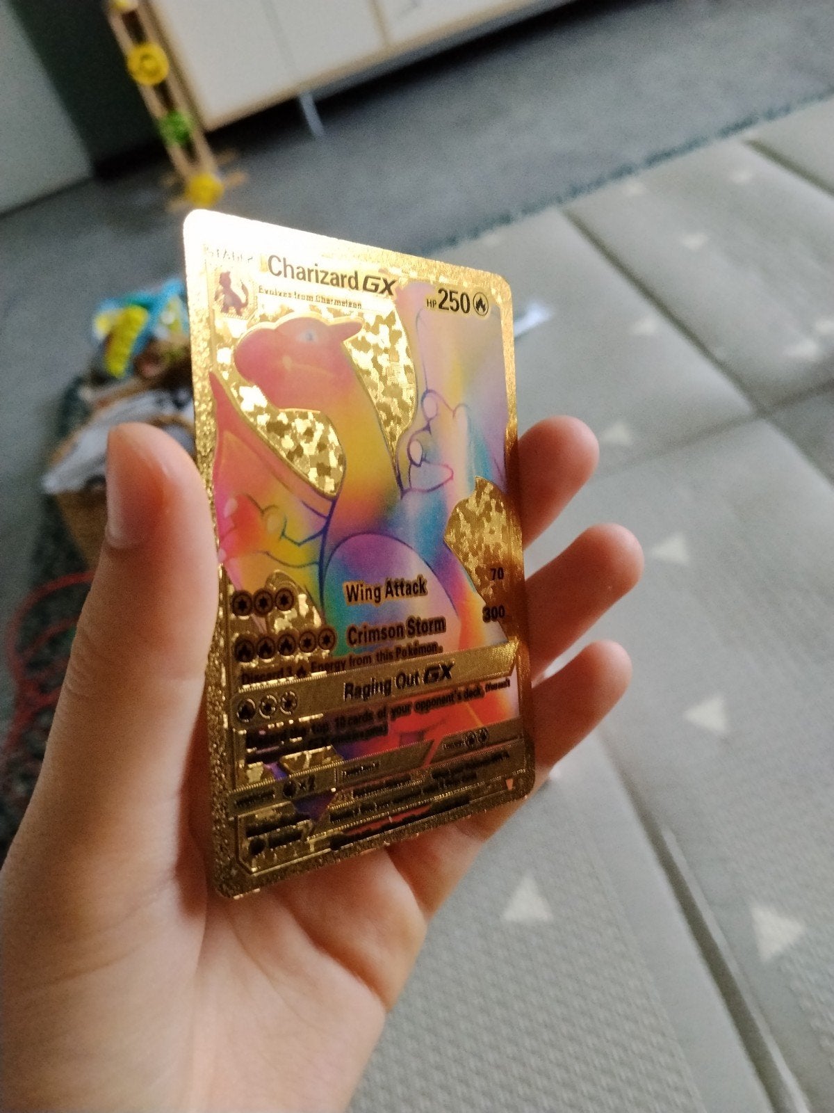 Goude Charizard GX, Ophalen, Zo goed als nieuw, Losse kaart, Foil