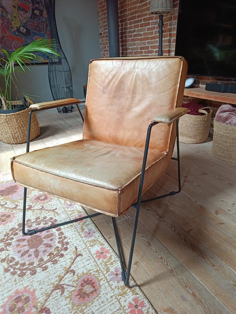 Fauteuil piloten leer, Ophalen of Verzenden, Zo goed als nieuw, 50 tot 75 cm, Leer
