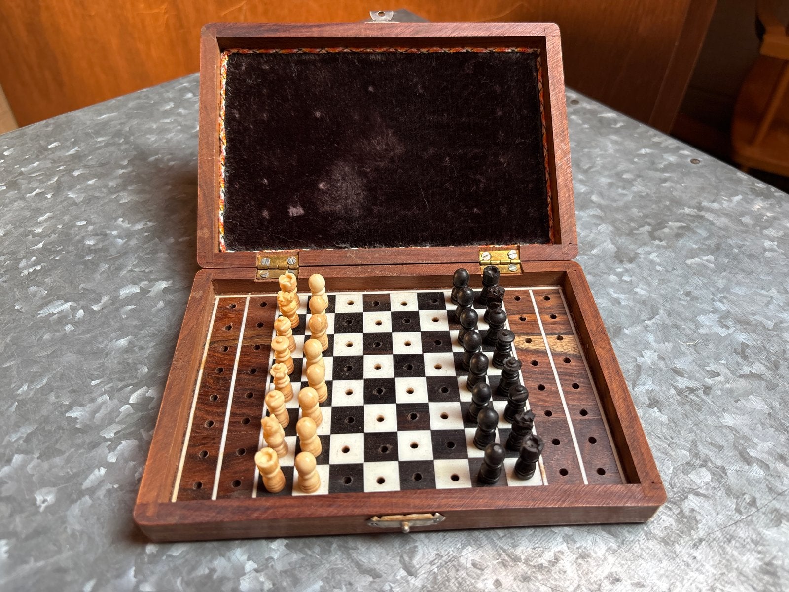 Houten Reis Schaakspel - Compact en Draagbaar, Hobby en Vrije tijd, Gezelschapsspellen | Bordspellen, Een of twee spelers, Ophalen of Verzenden