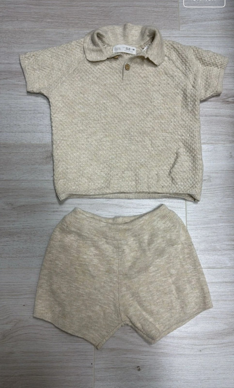Mooi nieuw creme kleurig kort setje van de Zara maat 86, Kinderen en Baby's, Babykleding | Maat 86, Ophalen of Verzenden, Nieuw