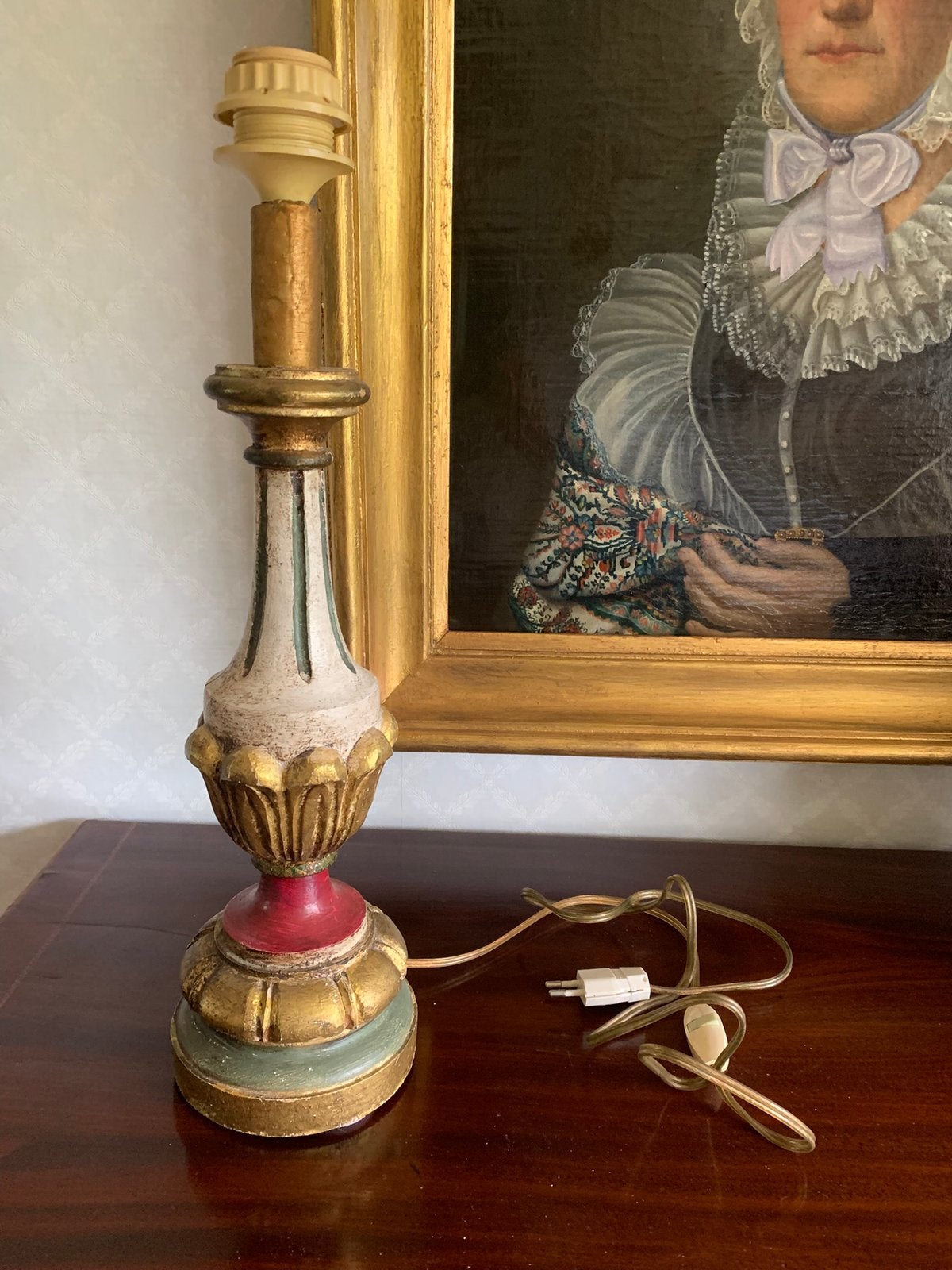 Antieke houten lampenvoet, Ophalen of Verzenden