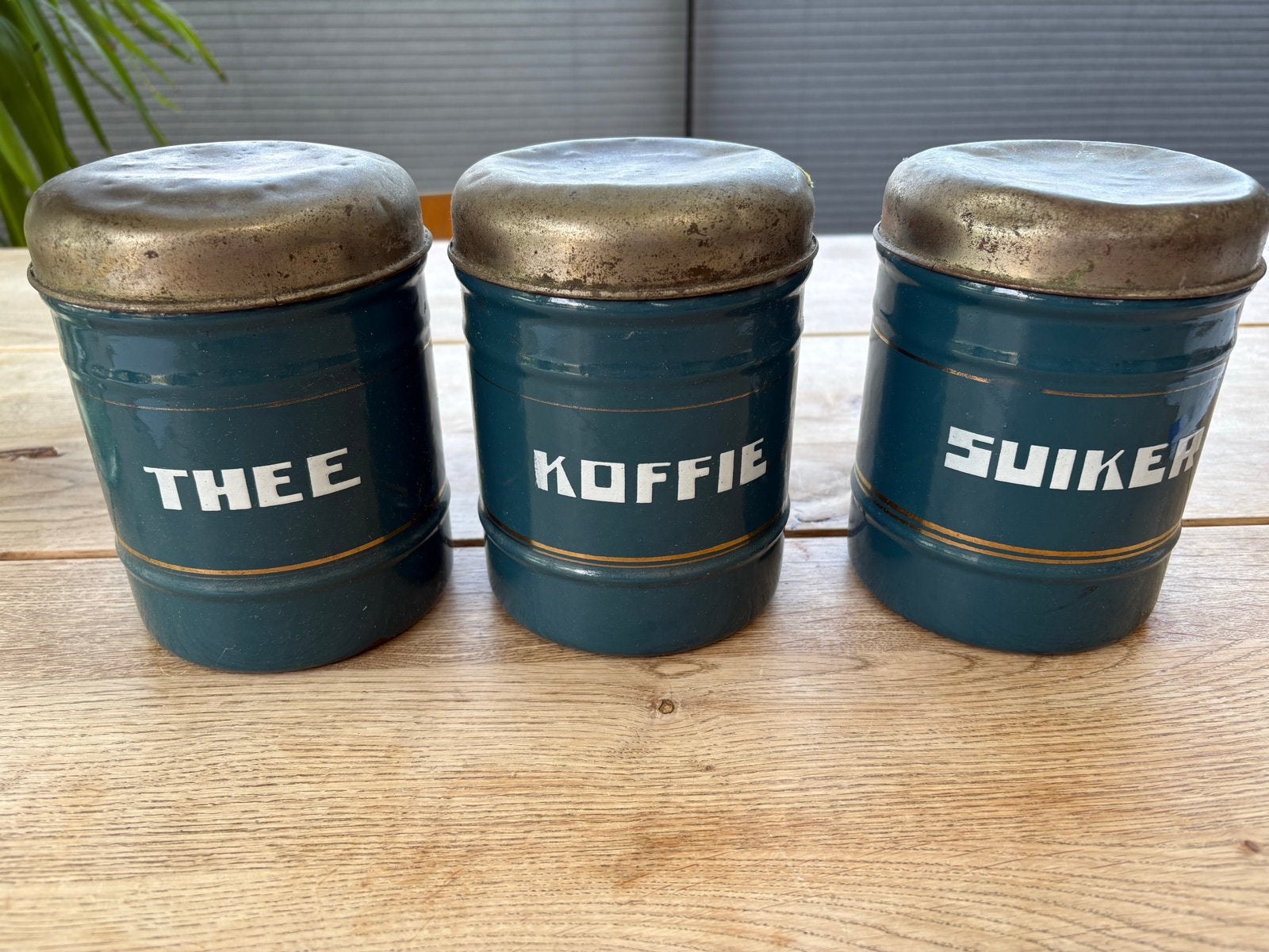 Vintage voorraadblikken: Thee, Koffie, Suiker, Ophalen