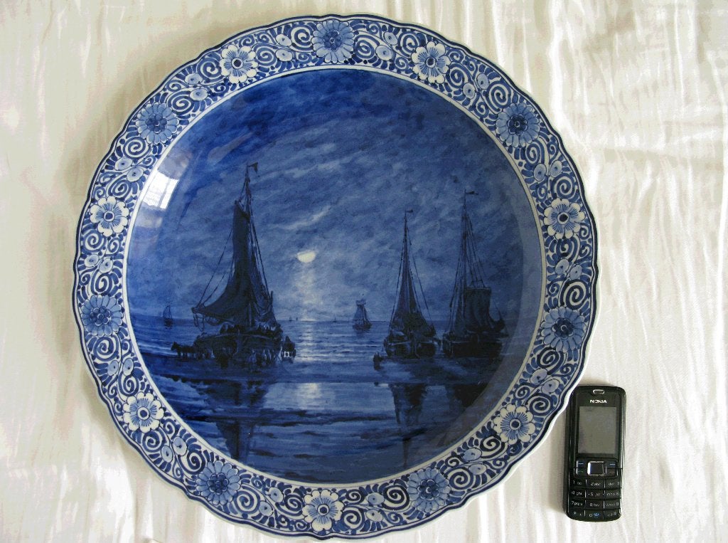 Delfts blauw bord 41 cm, Antiek en Kunst, Kunst | Designobjecten, Ophalen, 41 cm, Gemerkt, Bord
