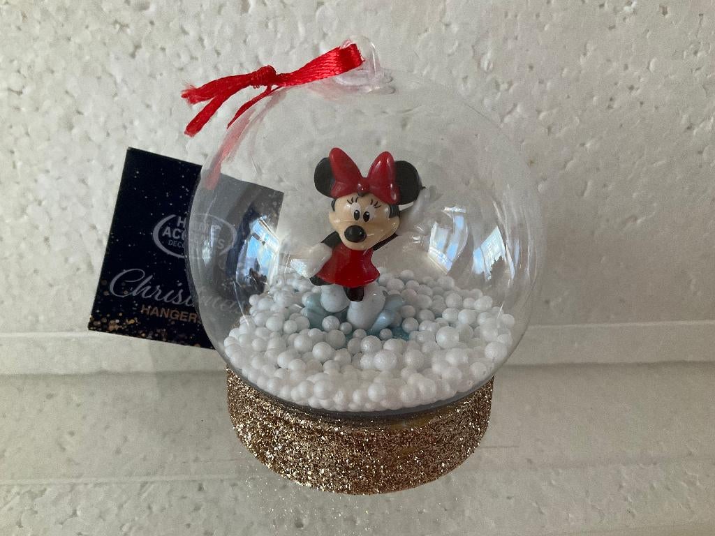 Disney mickey mouse - globe - kerstbal, Ophalen of Verzenden, Mickey Mouse, Zo goed als nieuw, Beeldje of Figuurtje