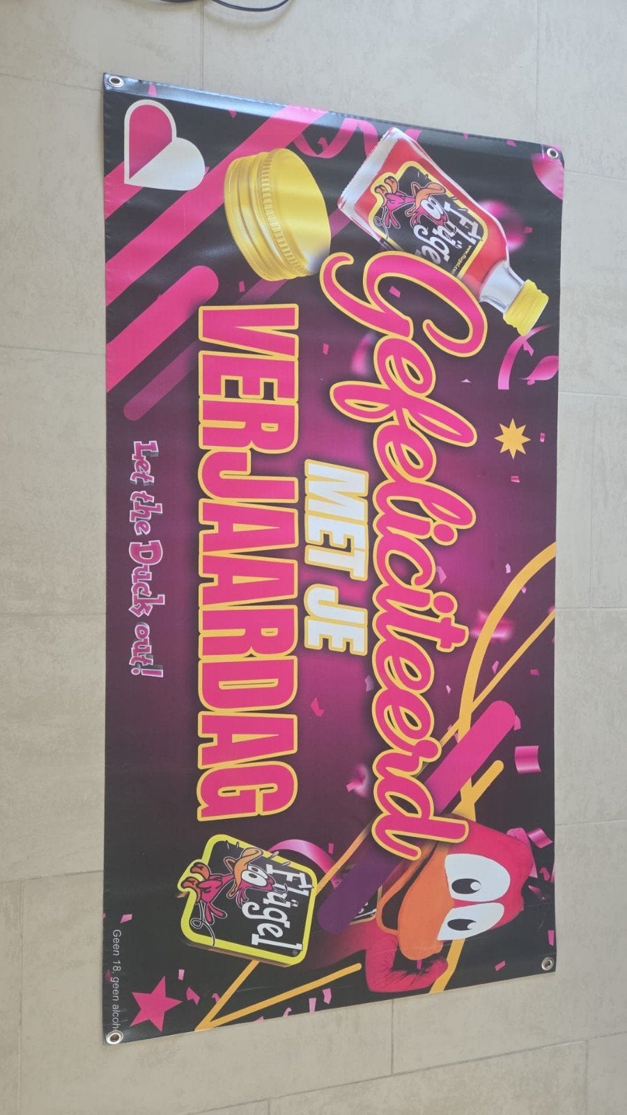 Gefeliciteerd met je verjaardag - Flügel spandoek, Ophalen of Verzenden, Gebruikt, Versiering, Verjaardag