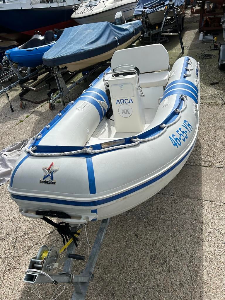 Lodestar 410 Rib met 25 Yamaha buitenboordmotor en trailer!, Watersport en Boten, Ophalen, Gebruikt, Benzine, Overige materialen