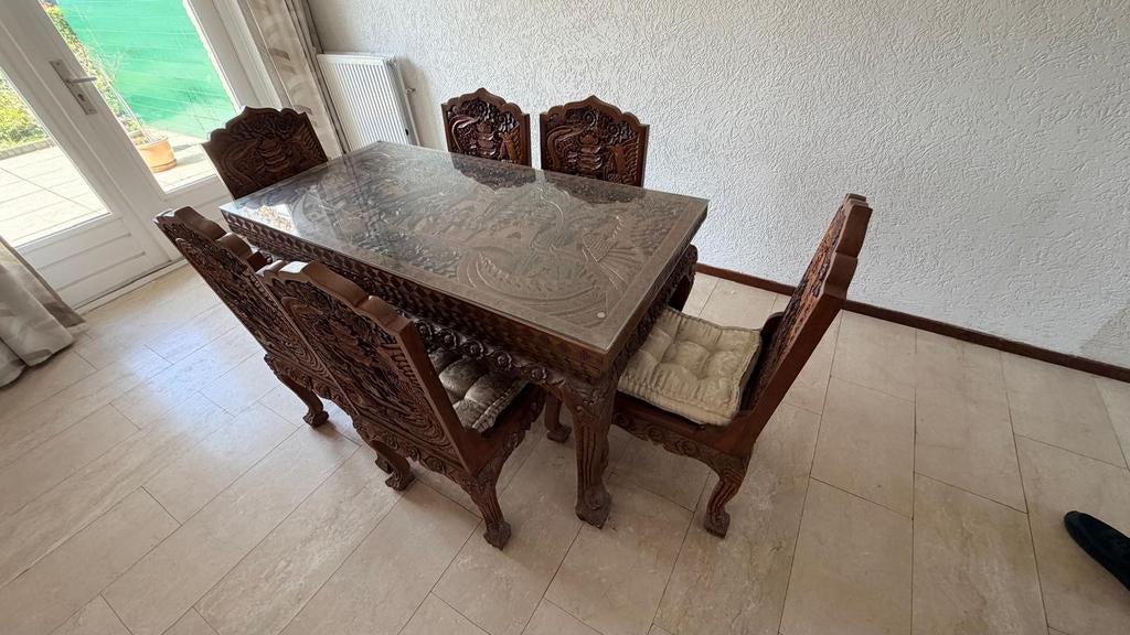 Balinese eettafel, Ophalen, Gebruikt, 200 cm of meer, 50 tot 100 cm