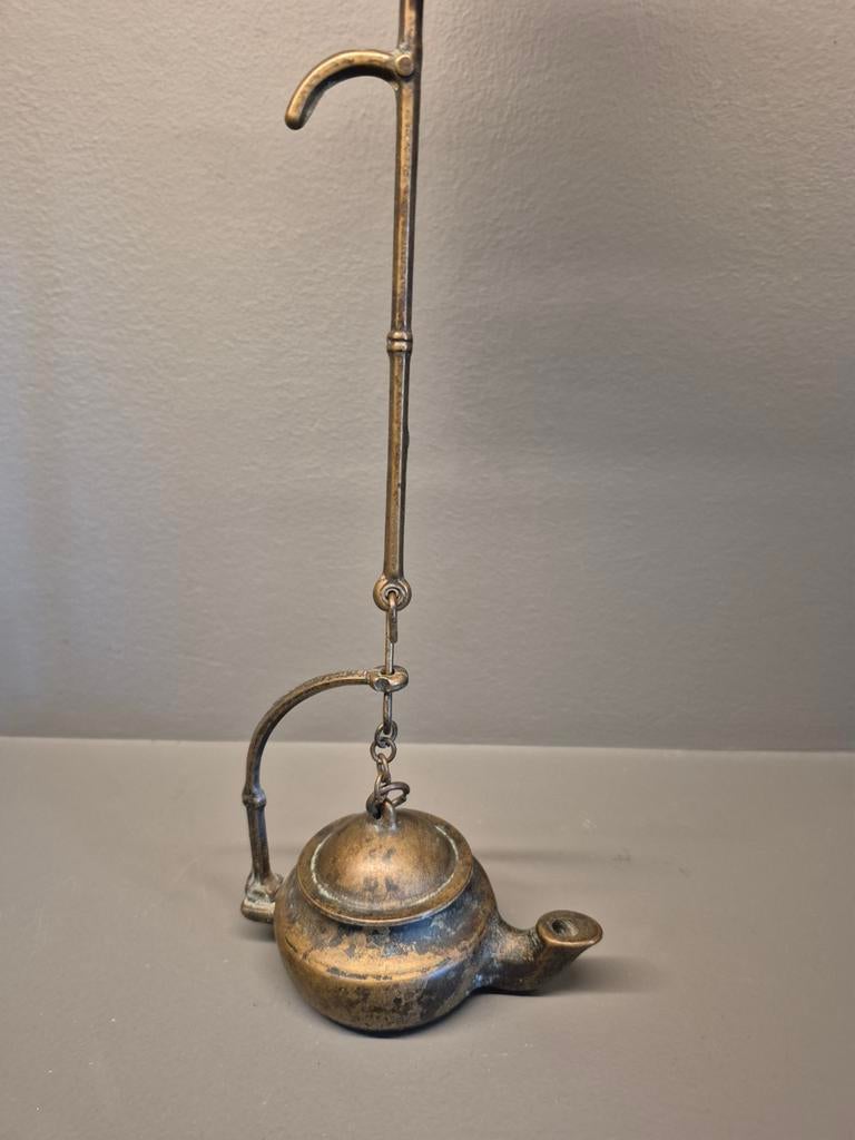 Oude bronzen olielamp, Ophalen of Verzenden