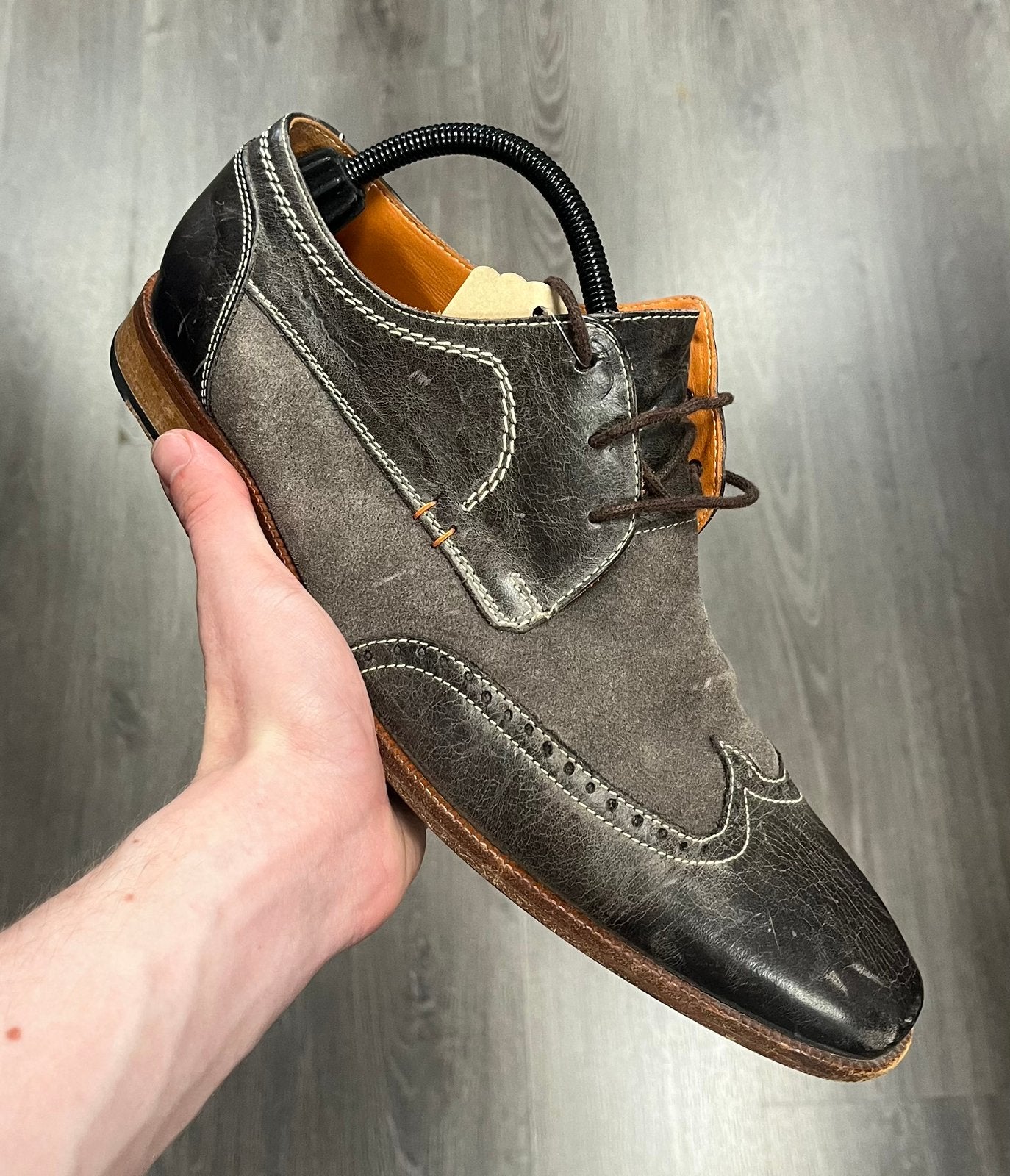 Van Lier nette veterschoenen bruin leder suede - Maat 43 / 9, Kleding | Heren, Schoenen, Bruin, Ophalen of Verzenden, Zo goed als nieuw