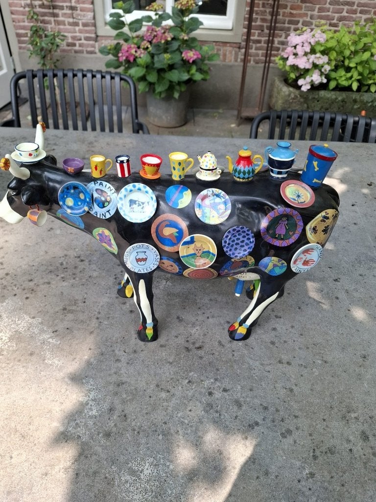 Kunst Koe Cow Parade met kop en schotels, Ophalen of Verzenden