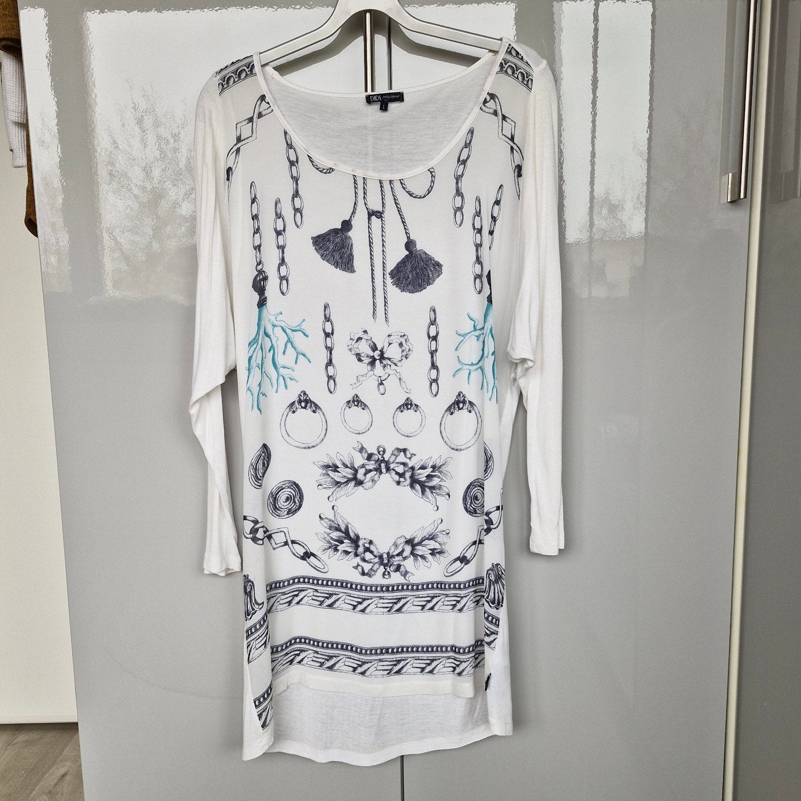 DIDI Tuniek Jurk Wit met Kettingprint Maat L, Wit, Maat 42/44 (L), DIDI, Ophalen of Verzenden