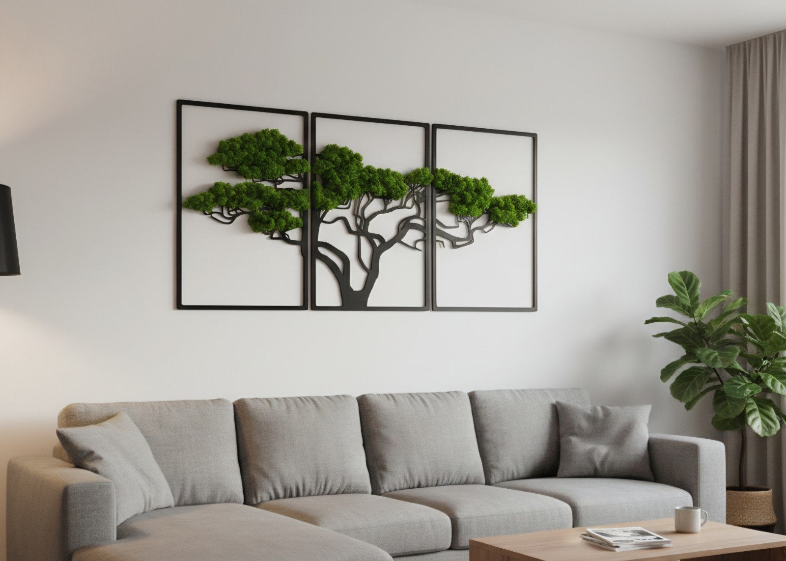 Prachtig "Acacia" Mos Schilderij (144x70cm) - Rendiermos, Huis en Inrichting, Woonaccessoires | Wanddecoraties, RBS decoraties en graveerwerk