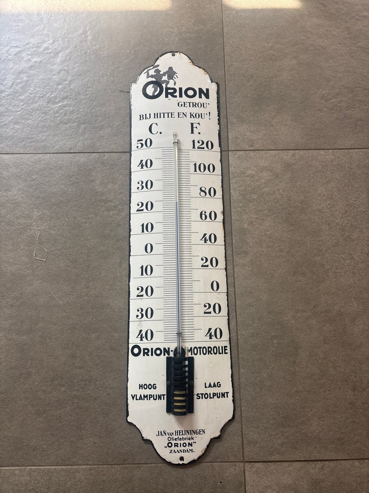 Vintage Orion Emaille Thermometer - Decoratief, Ophalen, Gebruikt, Buitenthermometer