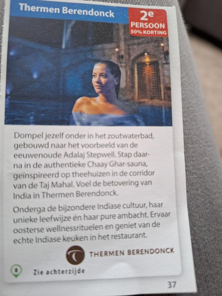Thermen Berendonck 2e pers 50% korting, Twee personen, Kortingsbon, Spa of Sauna