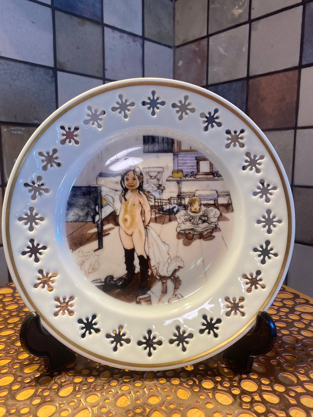 Bing & Grondahl,Carl Larsson 1978,porseleinen wandbord,21.5c, Ophalen of Verzenden