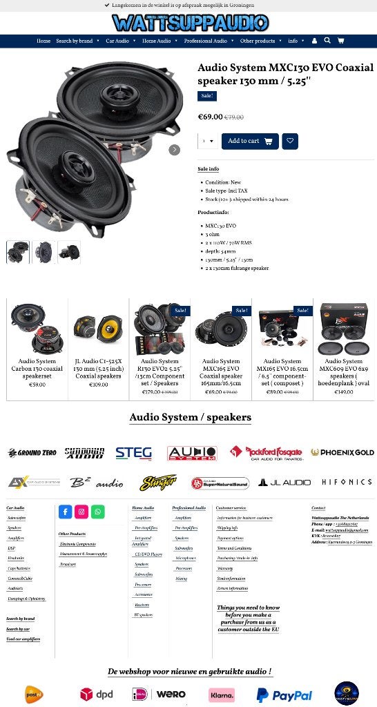 Audio System MXC130 EVO Coaxial speaker 130 mm / 5.25'', Auto diversen, Autospeakers, Info@optimount.nl, Nieuw, Ophalen of Verzenden