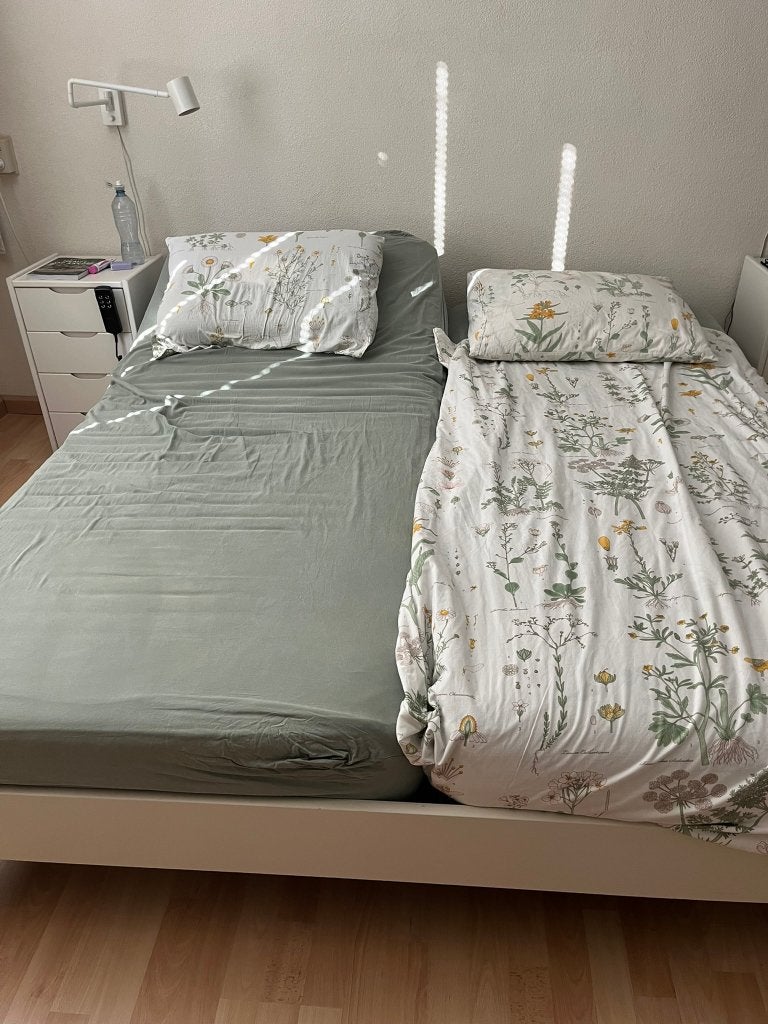 2 persoons bed, elektrisch verstelbaar (zonder matrassen), Ophalen, Verstelbaar, Wit, Tweepersoons