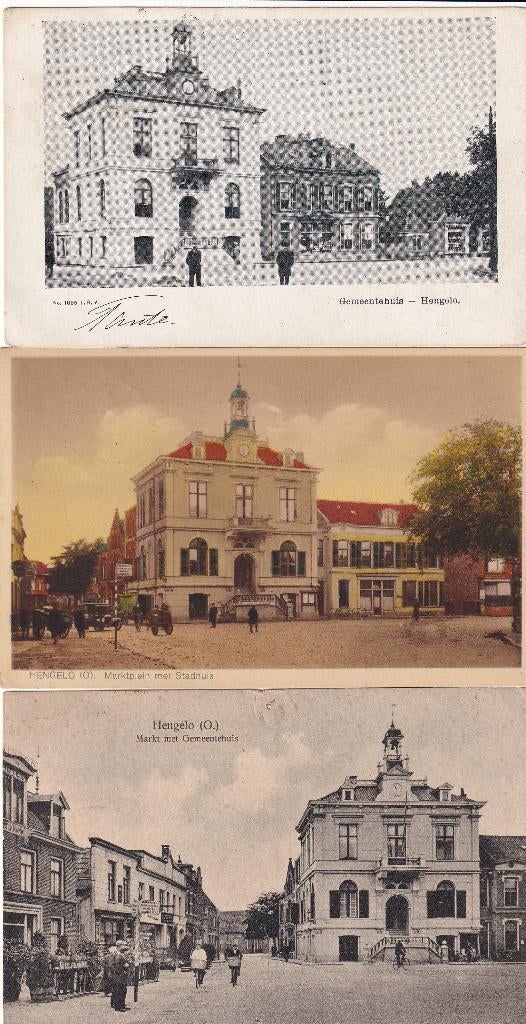Hengelo, 3 X, Markt., Verzenden, 1920 tot 1940, Gelopen, Overijssel