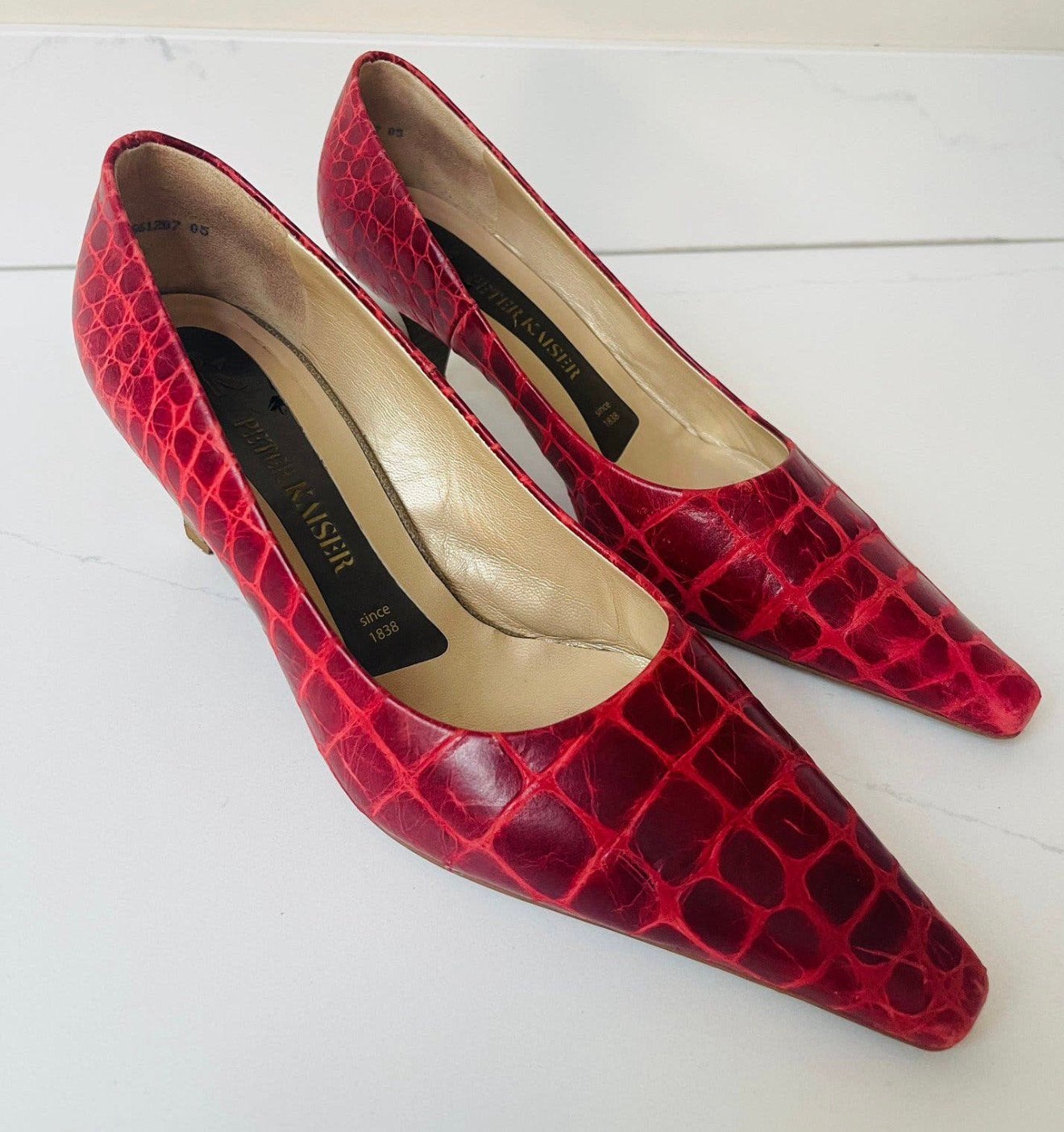 Peter Kaiser croco leren pumps 90s vintage maat 39 y2k, Pumps, Ophalen of Verzenden, Zo goed als nieuw, Rood