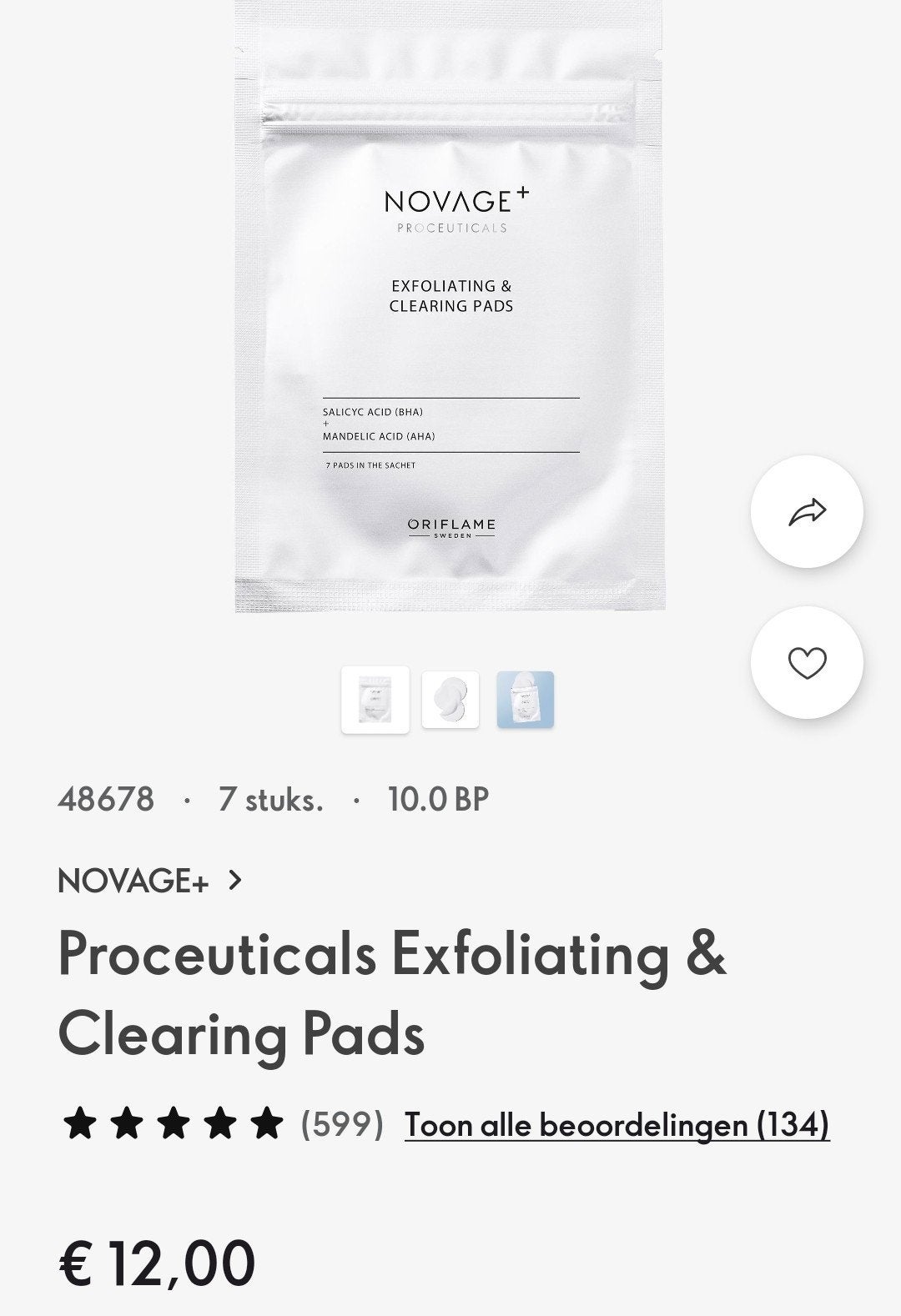 NovAge+ Proceuticals Exfoliërende & Reinigende Pads, Ophalen of Verzenden