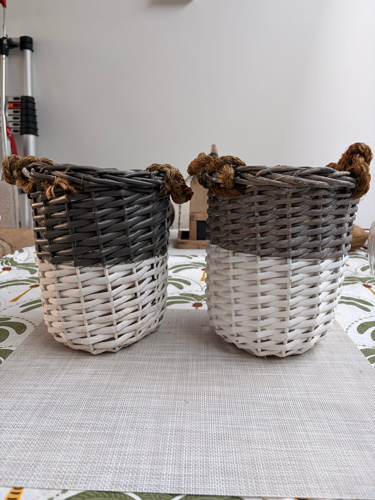 2 rieten mandjes voor herfsttafereel, Ophalen, Gebruikt, Meerkleurig, Landelijk
