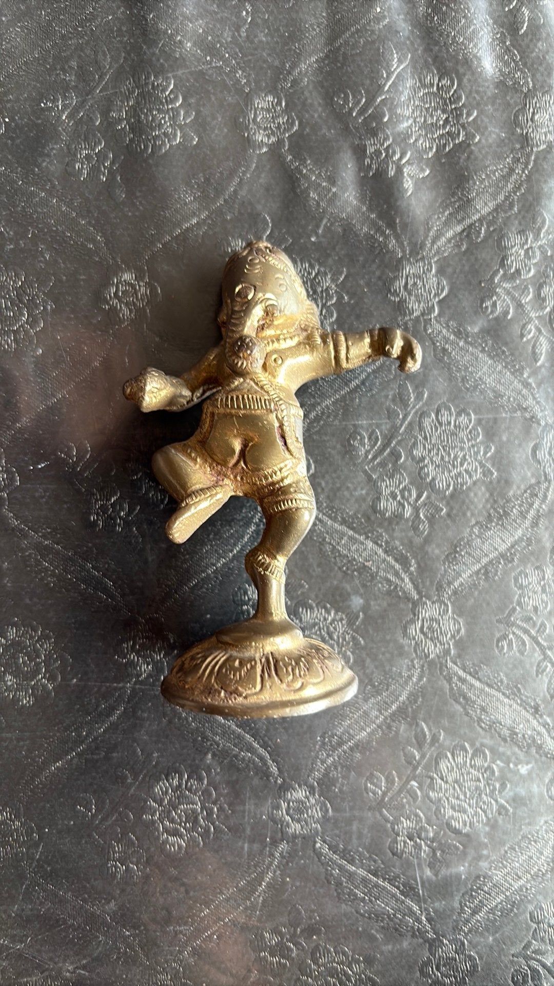 Messing dansende Ganesh beeldje, Ophalen of Verzenden, Gebruikt, Religie
