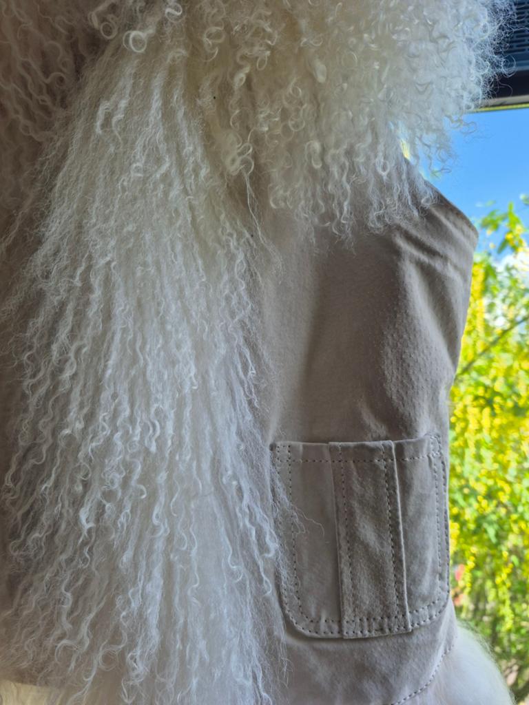 Vintage volledig leren gilet met schapenvacht. Warmwit, Ophalen of Verzenden, Zo goed als nieuw, Zwart
