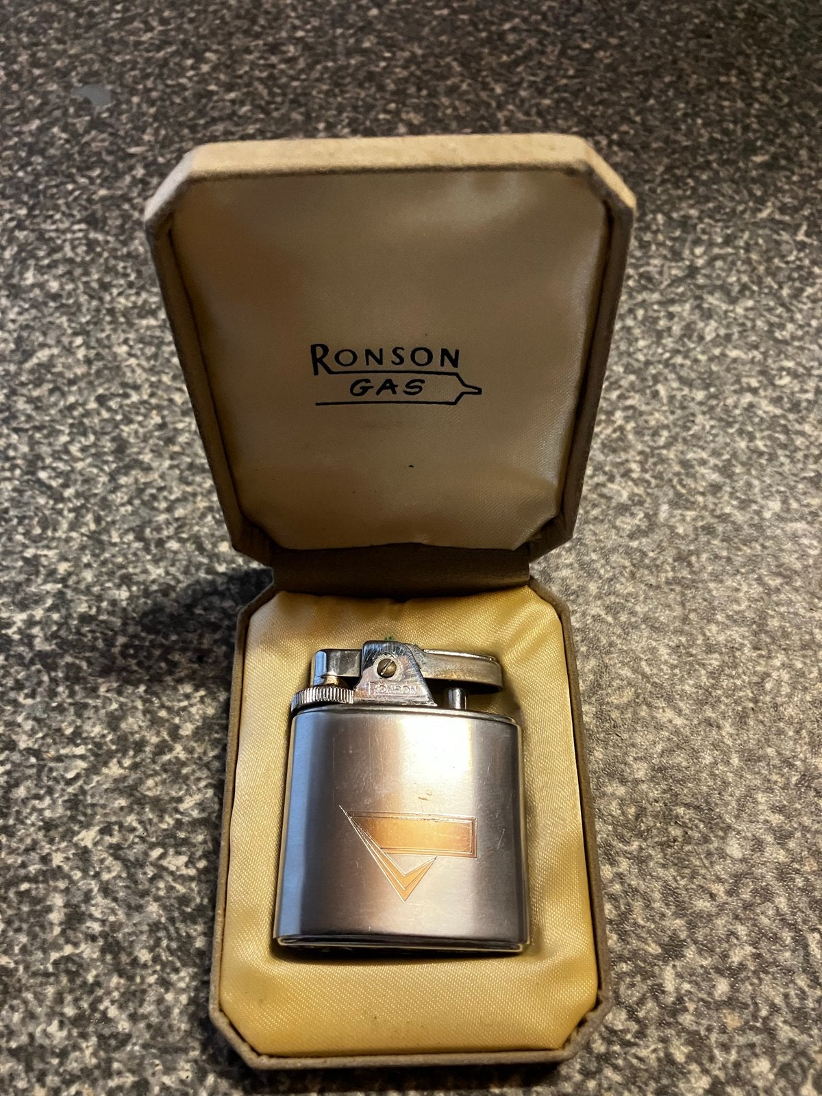 Vintage Ronson Gas aansteker in originele doos, Verzamelen, Ophalen of Verzenden, Gebruikt, Aansteker