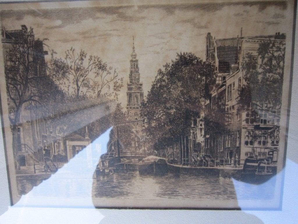 Amsterdam, Mooie Ingel ets v/d Groenburgwal Joh. JOSSEAUD, Antiek en Kunst, Ophalen, Stadsgezicht, Ets, 1900 - 1949