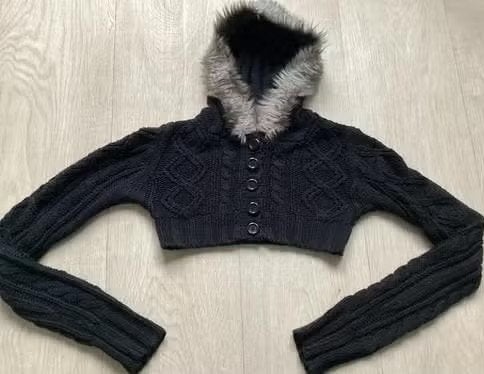 Zwarte vest/ trui met bontkraag Maat XS COOLCAT, Zwart, Ophalen of Verzenden, Coolcat, Maat 34 (XS) of kleiner