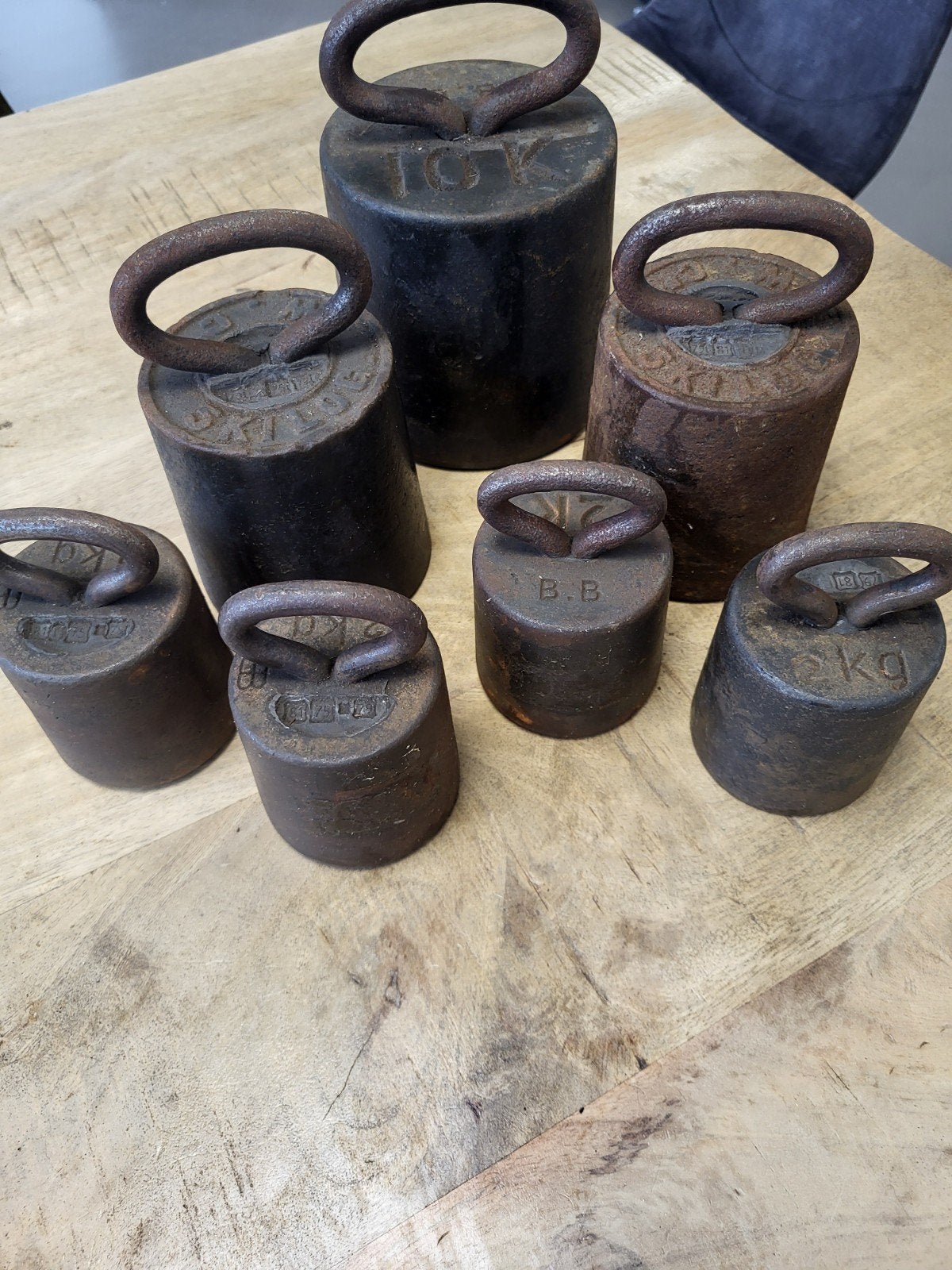 7 stuks oude gewichten., Antiek en Kunst, Antiek | Gereedschap en Instrumenten, Ophalen