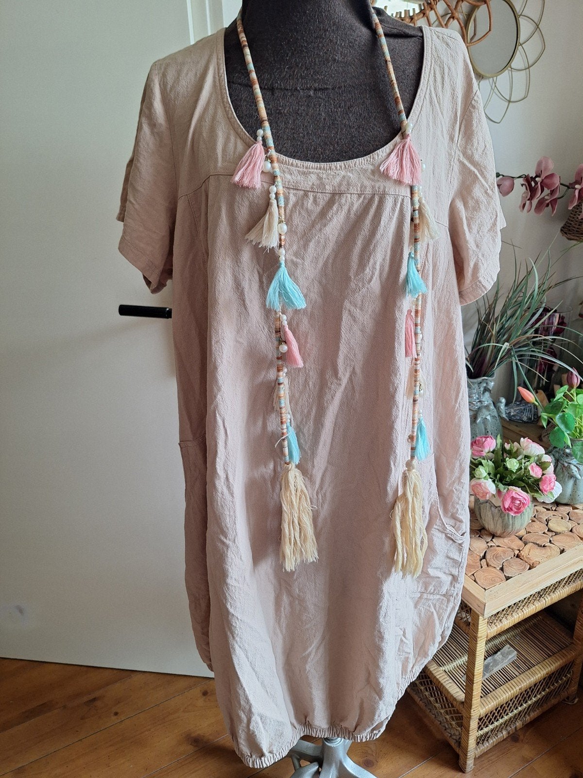 Jurk beige zizzi xl 46 48 50, Beige, Maat 46/48 (XL) of groter, Ophalen of Verzenden, Zo goed als nieuw