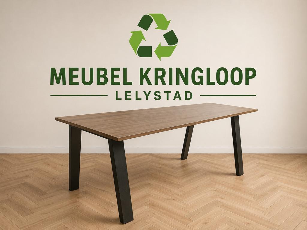 Granieten - marmer  tafelblad  stalen onderste 190x90cm, ., 200 cm of meer, Zo goed als nieuw, .