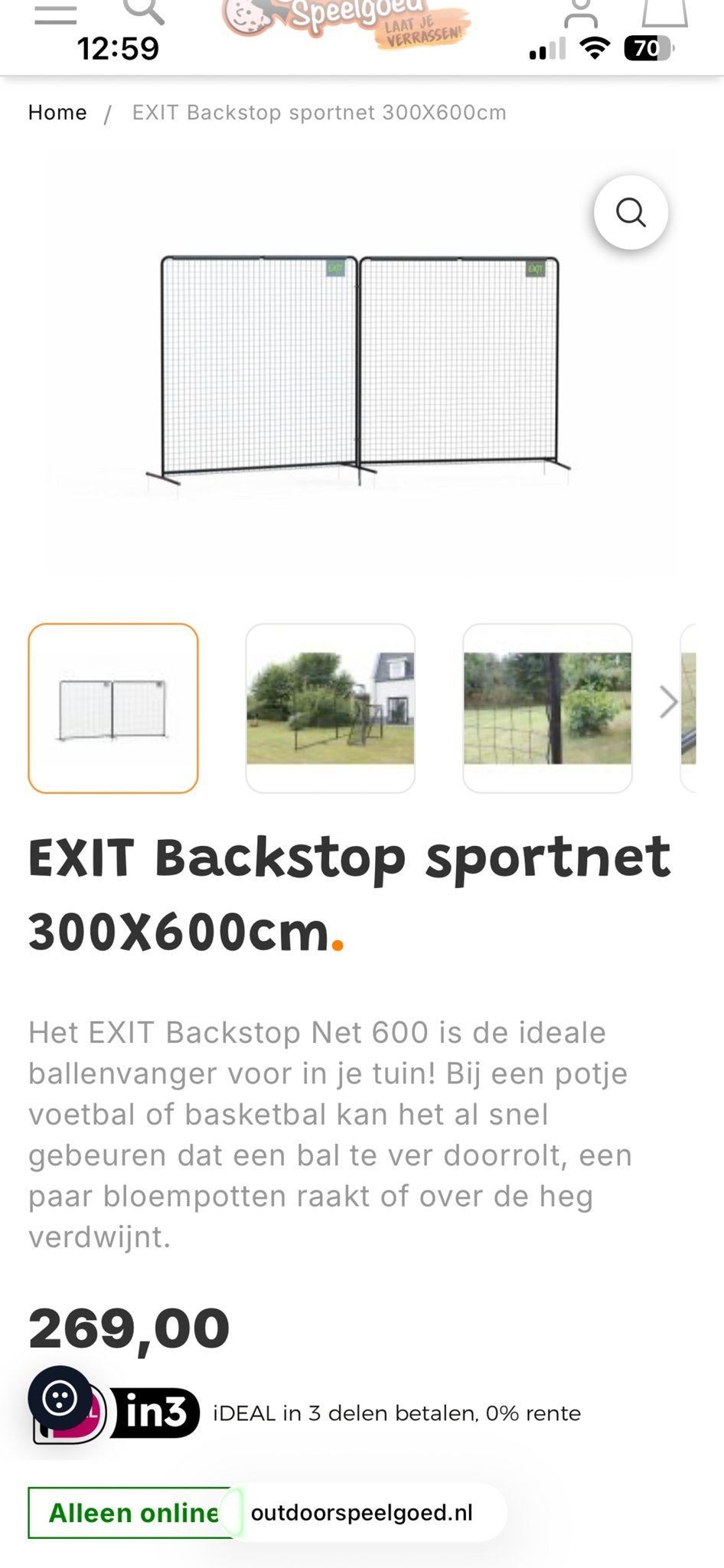 EXIT Backstop sportnet 300x600cm - Ballenvanger, Ophalen, Zo goed als nieuw