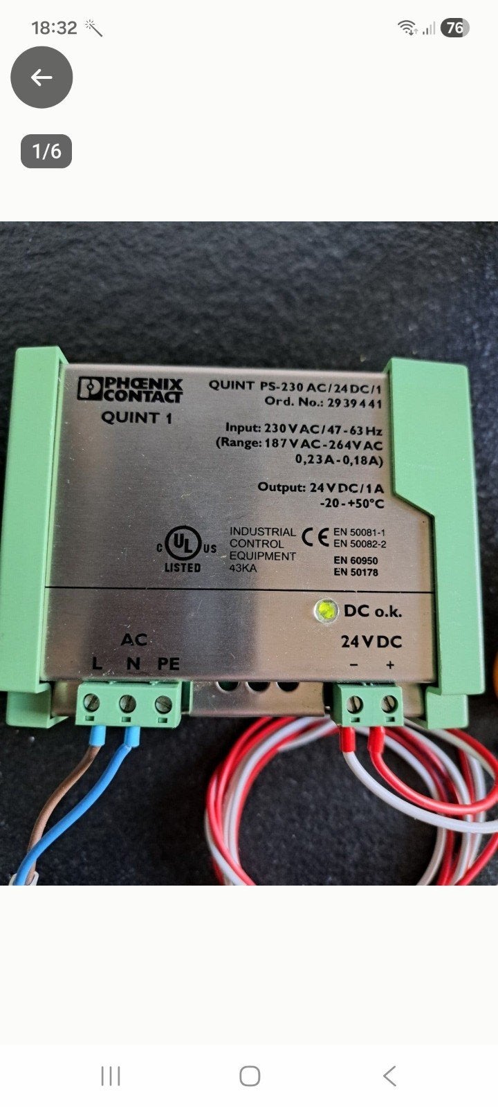 PHOENIX Contact Quint 1 Voeding 230V AC naar 24V DC/1A, Ophalen of Verzenden, Zo goed als nieuw, Omvormer