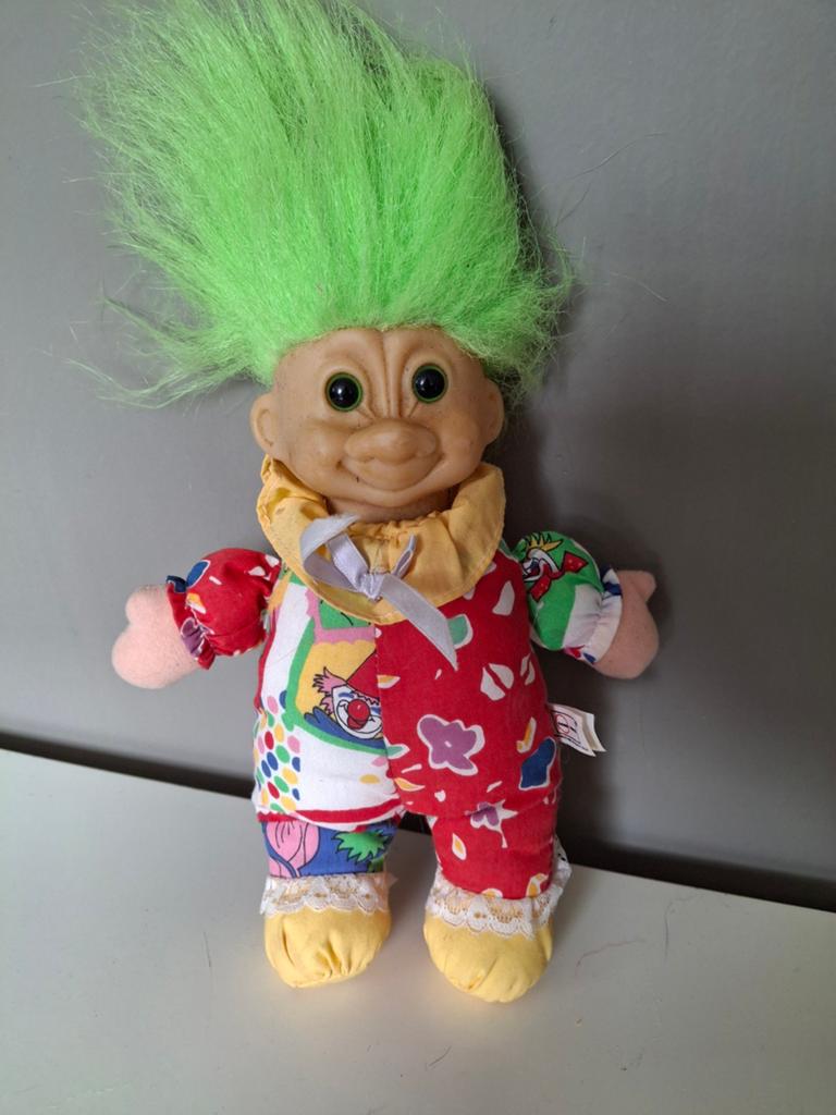 Vintage Troll Pop Clown met Groen Haar. Cean toys, Ophalen of Verzenden, Gebruikt