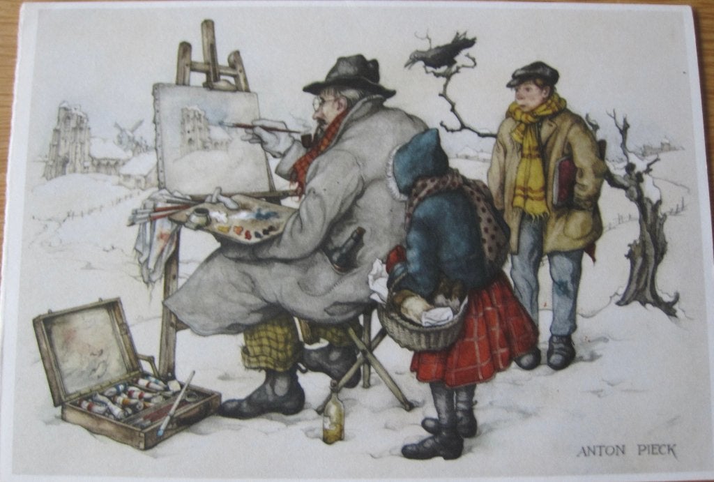 Anton Pieck - schilder in de sneeuw - nieuw, Verzenden, 1980 tot heden, Ongelopen, Overige thema's