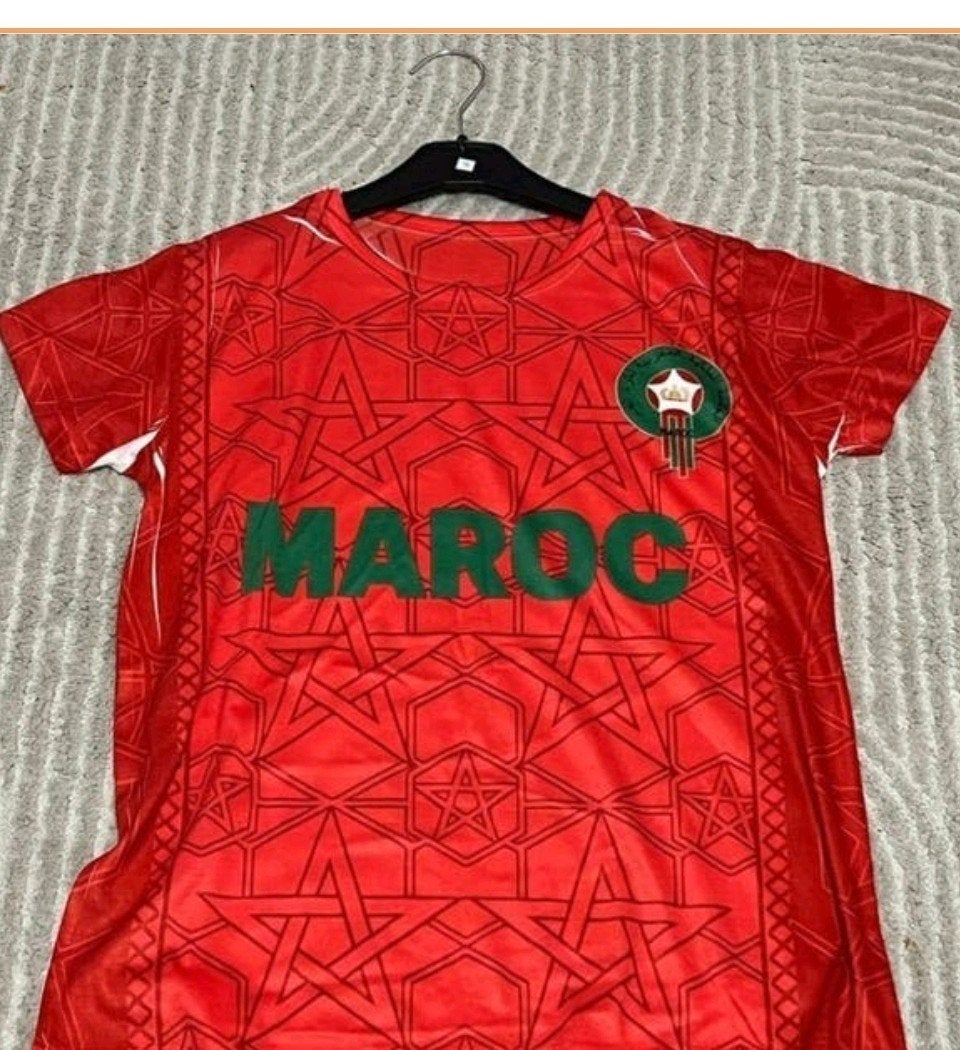 Marokko Voetbalshirt Rood - Groene 'MAROC' Opdruk, Ophalen of Verzenden, Nieuw, Shirt